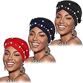 African Women Turban Caps Beanie Pre-Tied Twisted Braids Headwraps for Women Head Scarf Chemo Cancer Headwear Cap