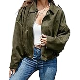 FARORO Women's Faux Suede Bomber Jacket, Oversized Zip Up Cropped Coat, Trendy Streetwear Outerwear for Spring Fall Winter