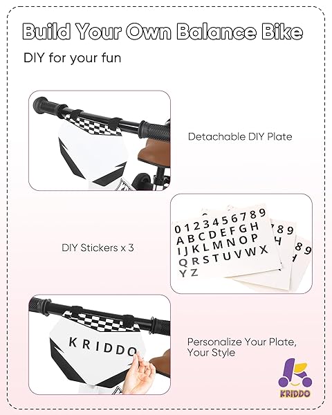 KRIDDO 2-IN-1 KIDS TRICYCLE AND TODDLER BALANCE BIKE 2 YEAR OLD, DETACHABLE PEDALS AND STOWABLE TRAINING WHEELS, DIY PLATE, RIDING TRIKES TOY FOR AGES 18 MONTHS TO 3 YEARS, WHITE