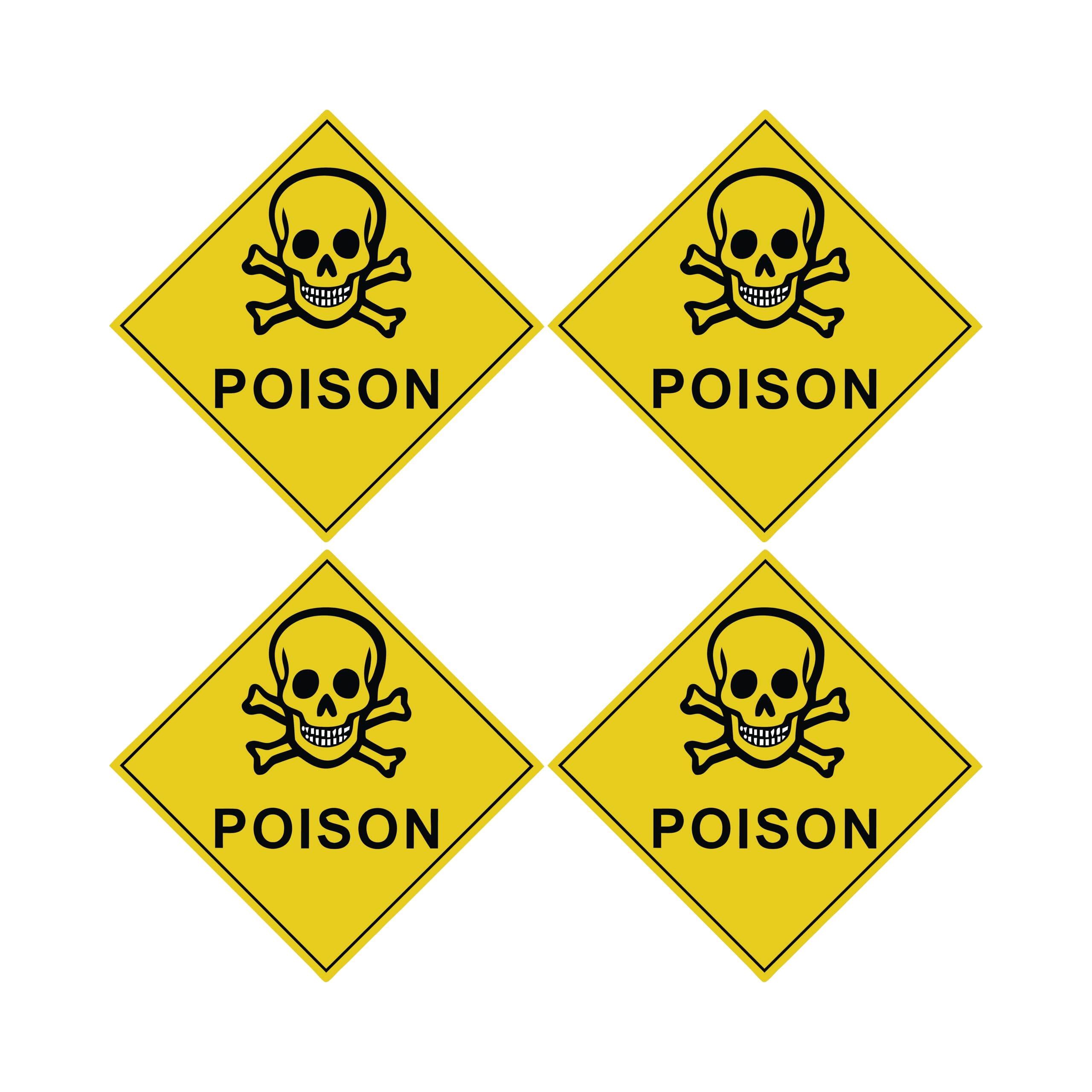 Photo 1 of (4 Pack) - Poison Skull & Crossbones - Vinyl Label Decal for Construction Site, Warehouse & Shop Area - Outdoor/Indoor
