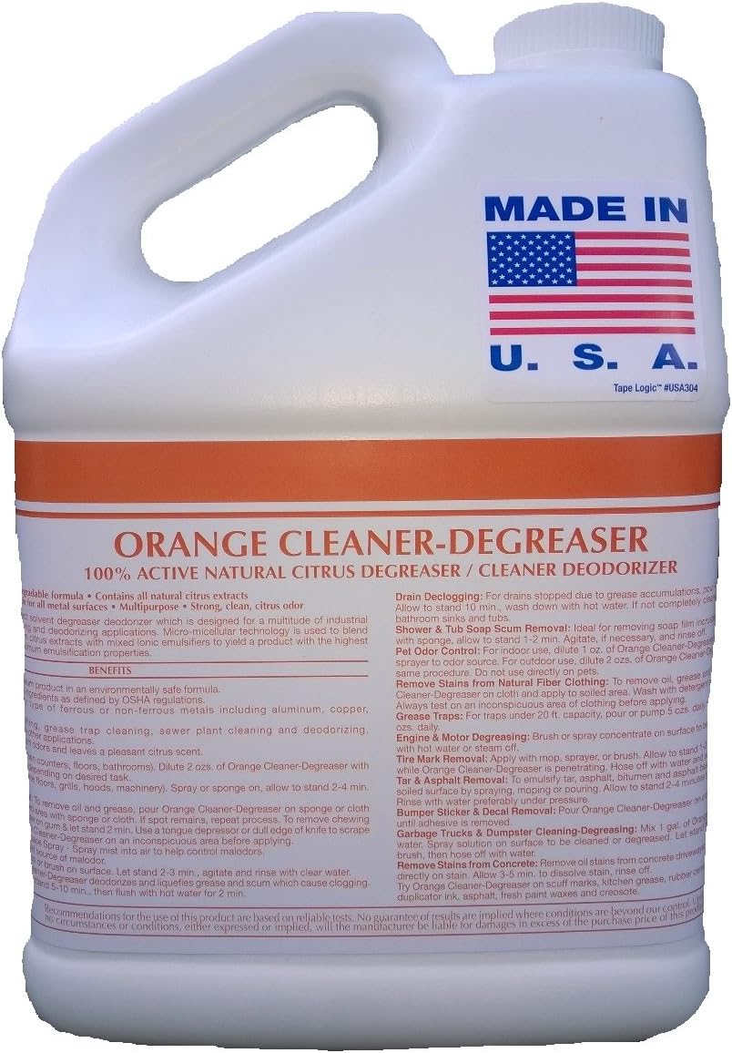 Patriot Chemical Sales Two 1 Gallon Orange Cleaner Degreaser 100% Active Natural Citrus Degreaser Cleaner Deodorizer Industrial Strength Concentrate