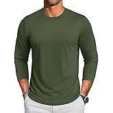 TACVASEN Long Sleeve Shirts for Men Cotton Soft Crew-Neck Moisture Wicking Mens Undershirt Comfort Solid Basic T Shirt
