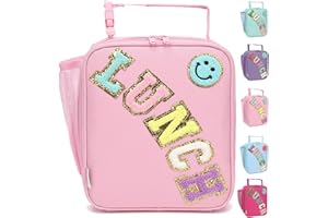 GYEUKHAM Insulated Lunch Bag for Women Girl Teen large Insulated Kid Lunch Bag,Large Reusable Cute Cooler Bag for School Work Picnic,Pink Alphabet
