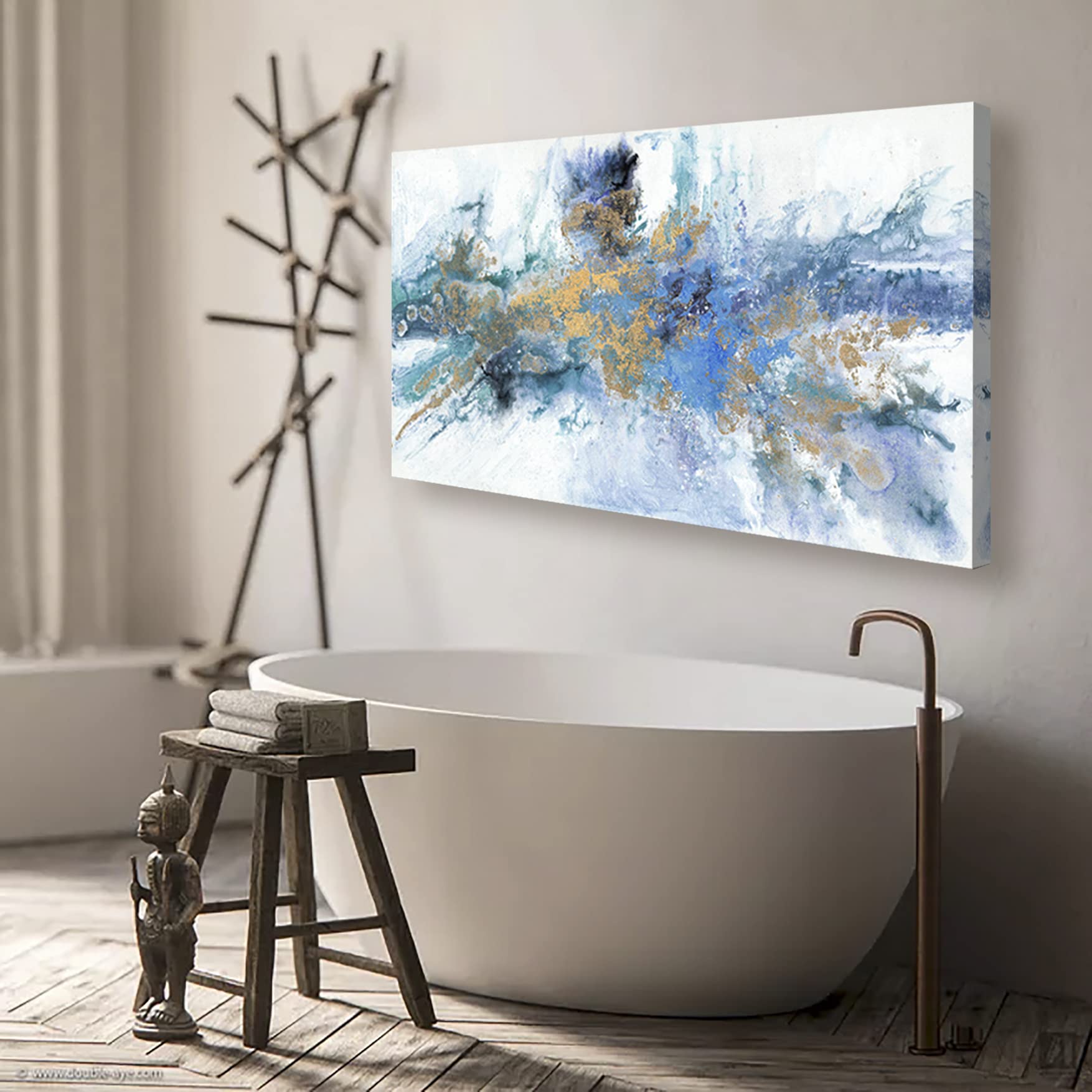 Abstract Wall Art For Living Room Large Size Navy Blue Canvas Wall Art Abstract Wall Decor Abstract Art Paintings Fantasy Colorful on White Background Modern Artwork Decor for Bedroom Bathroom Kitchen Office Wall Decor Framed pictures Size