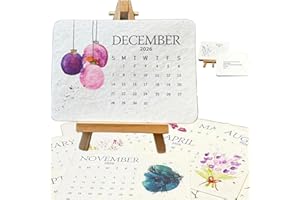 BIJIELAODIAO Eco-Friendly Plantable Love Seed Calendar 2026, Perfect Modern Greening Calendars Planner, Month Biodegradable Seed Paper Planner with Wildflower, for Gifting, Gardening, Green Living, Home Decor, and Adding Nature ﻿