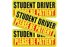 KUWSEIY Student Driver Magnet for Car, 3 Pack Please Be Patient New Student Driver Sticker Safety Warning Reflective Signs, Reusable Magnetic Reflective Rookie Drivers Bumper Sticker