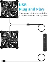 upHere U3UK2 Dual 120mm USB Cooling Fan 4 Speed 1600RPM Receiver DVR PS5 Xbox view 2