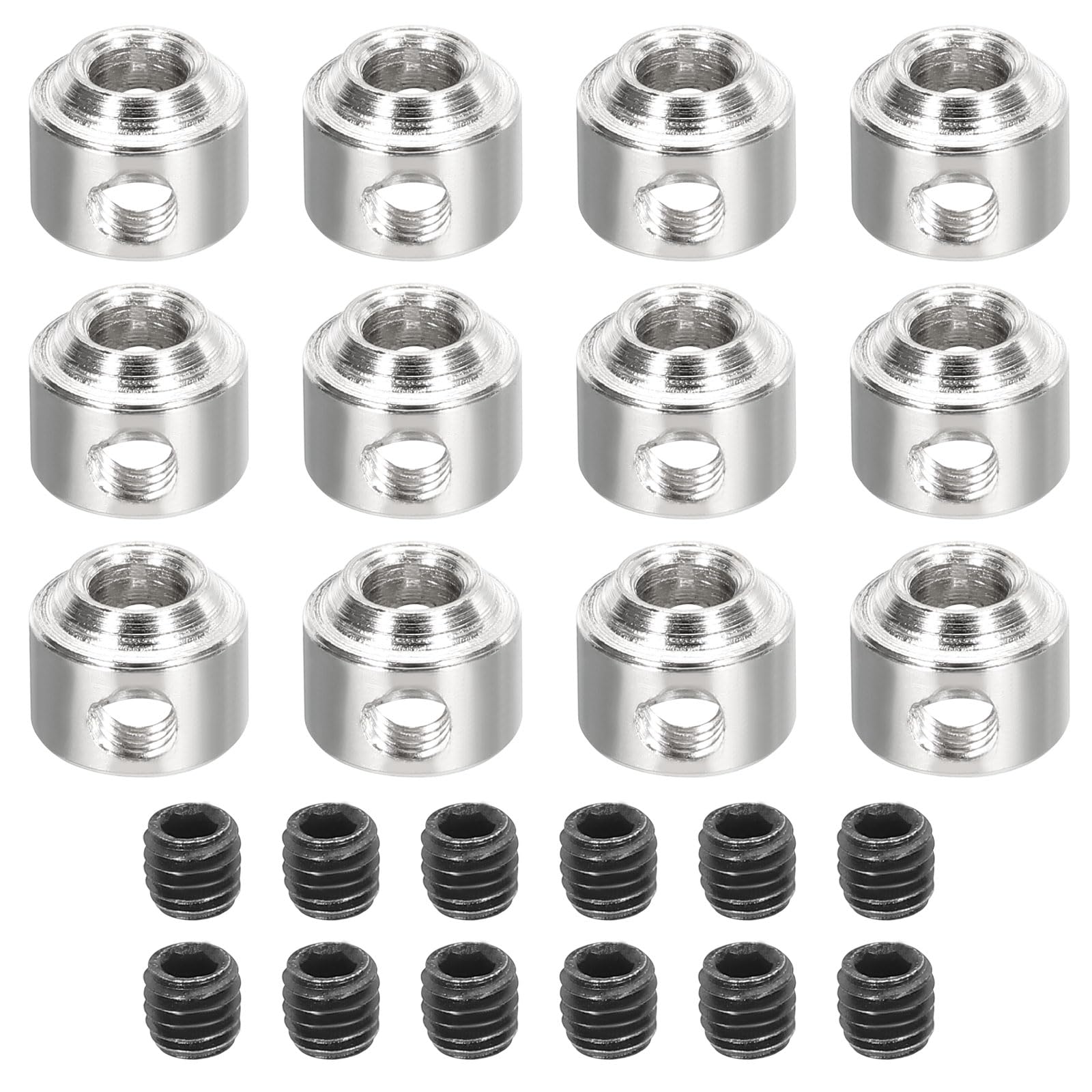 sourcing map 12Pcs RC Airplane Landing Gear Stopper 304 Stainless Steel 3.1mm(0.12") Plane Wheel Collar for RC Airplane Model Remote Aircraft
