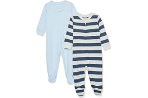 Amazon Essentials Unisex Babies' Organic Cotton Footed Sleep and Play (Previously Amazon Aware), Pack of 2