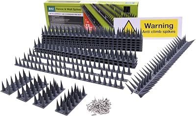 S4U Fence Wall Spikes 12pcs Anti-Climb Deterrent 44.3cm Grey