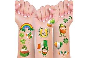 XUTENGY St Patricks Day Temporary Tattoos for Kids ，Shamrock Temporary Tattoos for Adults Irish Party Favor Accessories，Lucky Clover Tattoo for Toddlers, Children, Boys and Girls