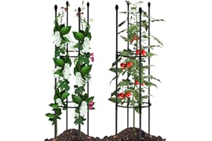 Tomato Cages for Garden Sturdy Metal Plant Stakes SupKing 2 Pack 47 Inch Tall Adjustable Heavy Duty Plant Support Cage Trellis for Outdoor Climbing Rose Vegetables Plants Flowers Comes 20 Twist Ties