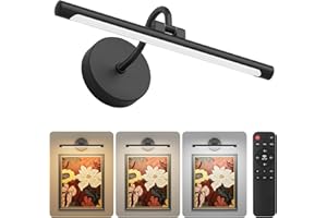 Tipace Hard-Wired LED Picture Light Fixtures,Dimmable Metal Artwork Display Lamp with Remote Control,Black Modern Picture Fra