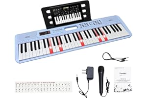 Funtaki 61 Key Electronic Keyboard Piano with Lighted Up Keys, Musical Mini Keyboard Piano with music sheet stand, Digital Po