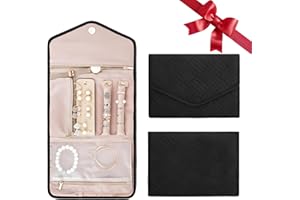 Travel Jewelry Organizer Roll, Portable Jewelry Travel Organizer Pouch for Women Small Foldable Jewelry Travel Case for Earri