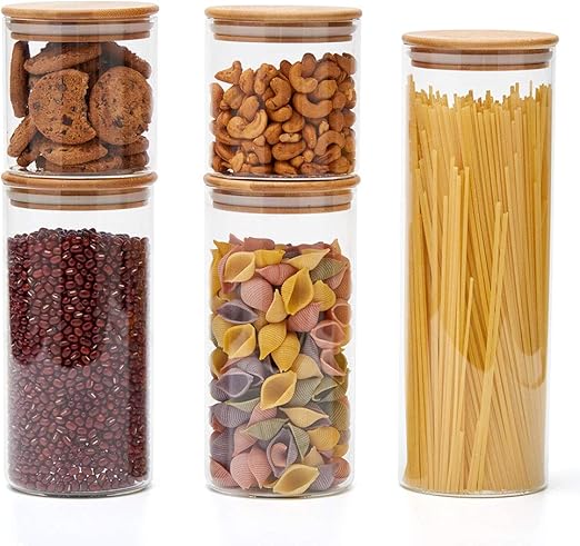 Ezoware Airtight Glass Food Storage Jars Canister Kitchen Container Set With Natural Bamboo Lids Set Of 5 Ezoware Airtight Glass Food Storage Jars Canister Kitchen Container Set With Natural Bamboo Lids Set Of 5
