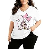 Plus Size Magic Kingdom Shirts for Women Castle Graphic T Shirt Cute Holiday Shirt Princess Tee Funny Vacation Tops