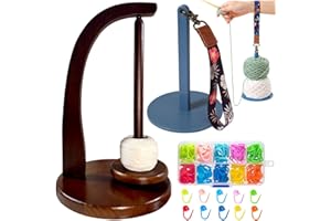 DBYANAN Yarn Holder for Knitting and Portable Wrist Yarn Holder Wooden Yarn Spinner for Crocheting Magnetic Yarn Ball Holder with 120pcs Stitch Markers Gift for Crochet Lovers