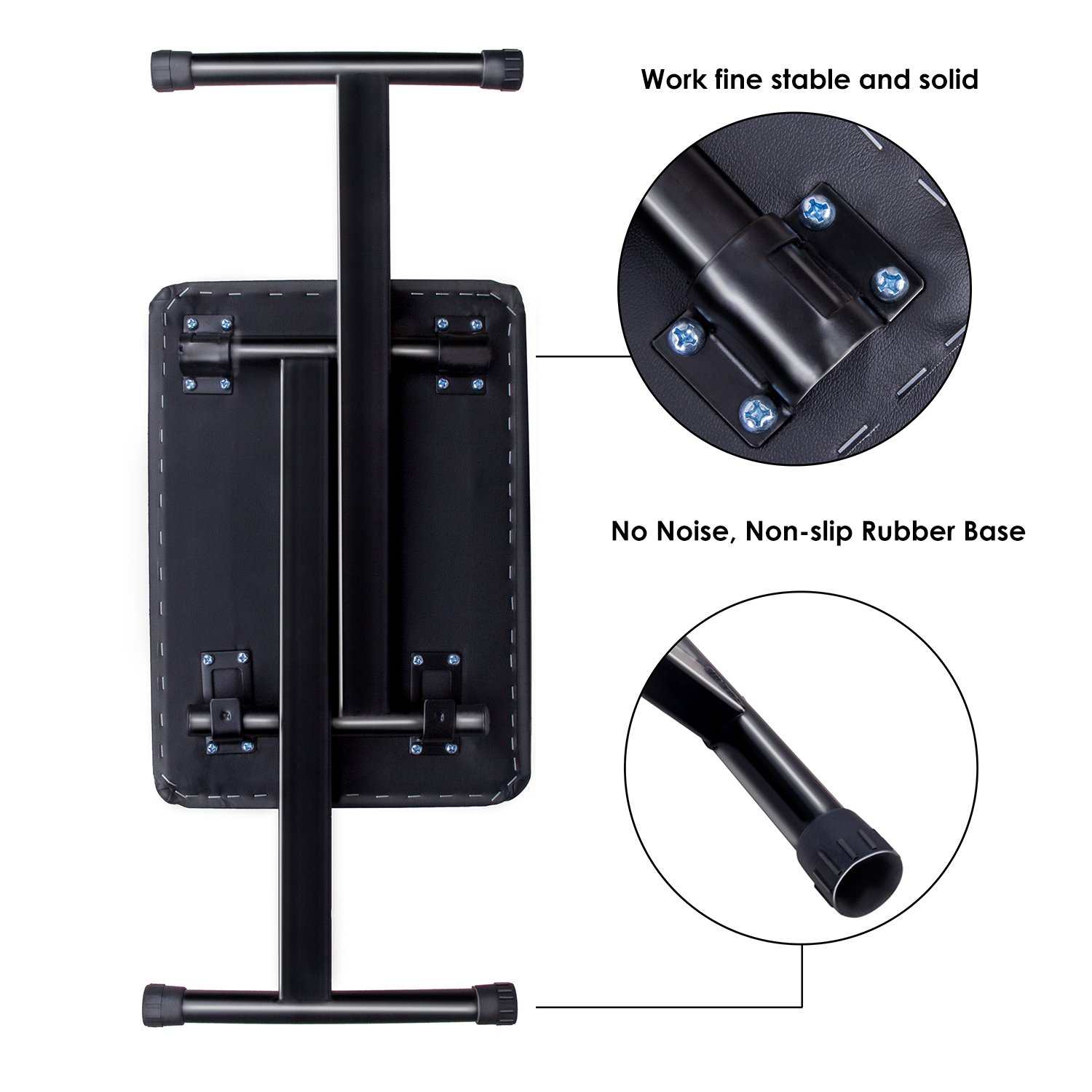 Mugig Padded Keyboard X-Style Bench, Piano Chair height adjustable , Keyboard Stool For Piano Keyboard with Leather Pad (Black)