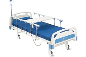 RESTISLAND Hospital Bed Electric 2 Function, 5-Inch Locking Casters for Home Hospital Use, 530LBS Loading, with IV Pole, Bed Tray and Mattress