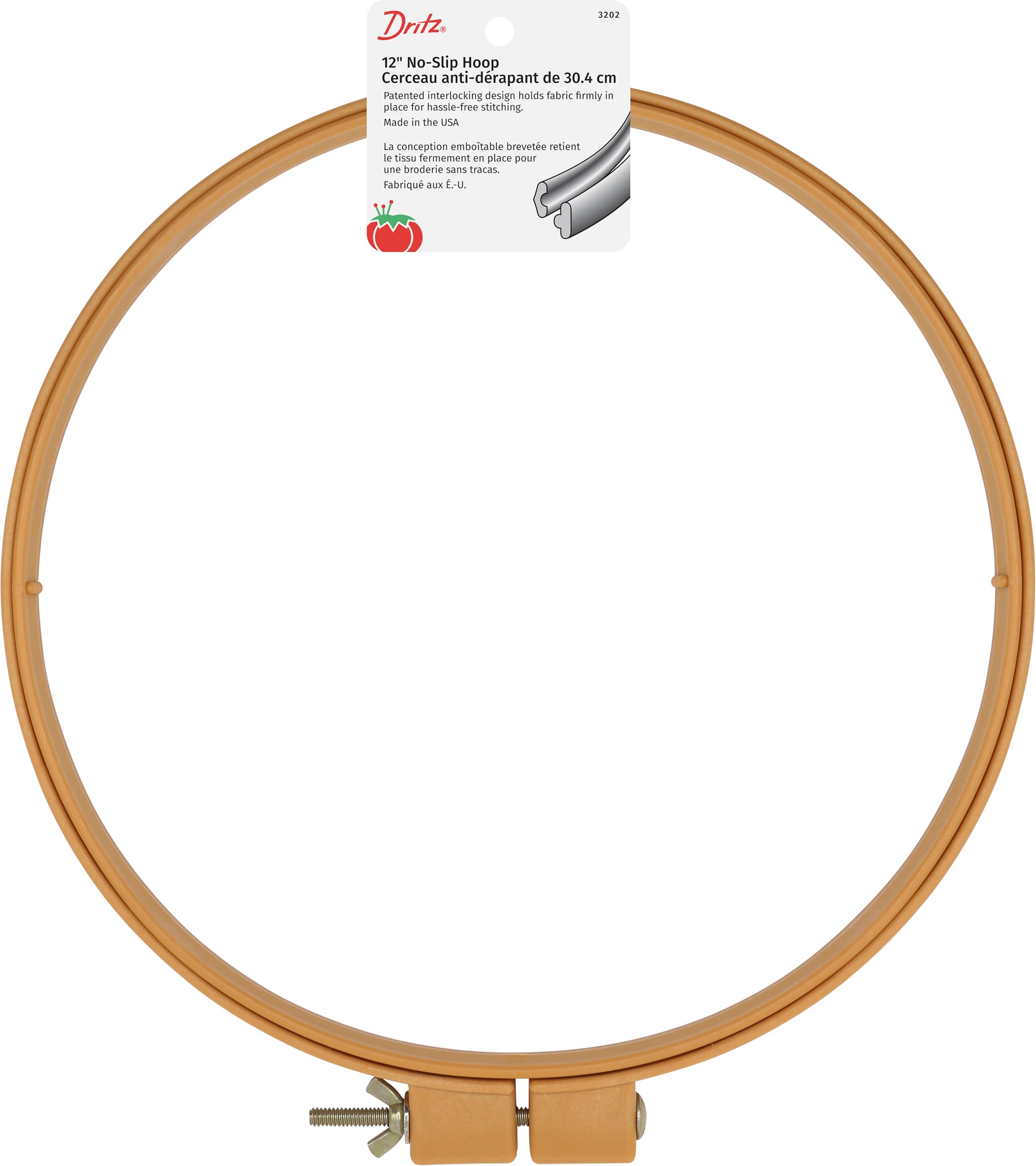 Dritz 3202 Quilting No-Slip Hoop 12-inch, Natural
