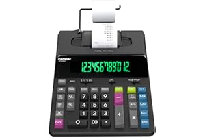 CATIGA 12 Digit Thermal Printing Calculator with Tape Print Out, Ink-Free Adding Machine, 5X Faster Quite at 8.0 LPS, Extra Large Fluorescent Display, Tax Calculation with Clock and Calendar, SP-2401
