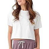 Cozy Earth - Women's All Day Cropped Tee - 100% Cotton T-Shirt - Relaxed Fit - Soft & Breathable