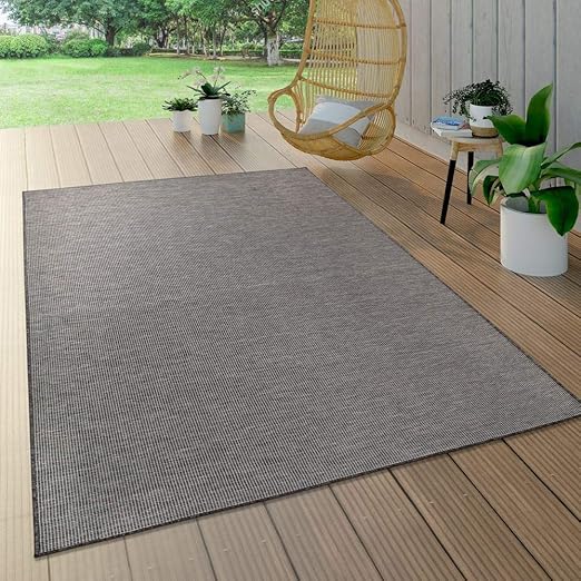 Indoor & Outdoor Flat Woven Rug Patios Rugs With Grey Colour Gradient