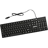 Manhattan Wired Computer Keyboard – Basic Black Keyboard - with 4.5ft USB-A Cable, 104-keys, Foldable Stands - Compatible for