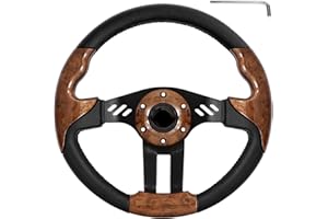 iLSKW Golf Cart Steering Wheel or Adapter for Golf Cart Club Car DS and Club Car Precedent EZGO Yamaha Golf Carts Wood Grain