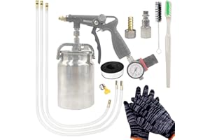 BAOZIZI Undercoating Spray Gun with 33.82oz Aluminum Cup, 360° Spray Hose Woolwax Fluid Film Undercoating for Truck Bed Liner Powder Coating Spray Gun kit, Rubberized Undercoat, Car Rust Proofing