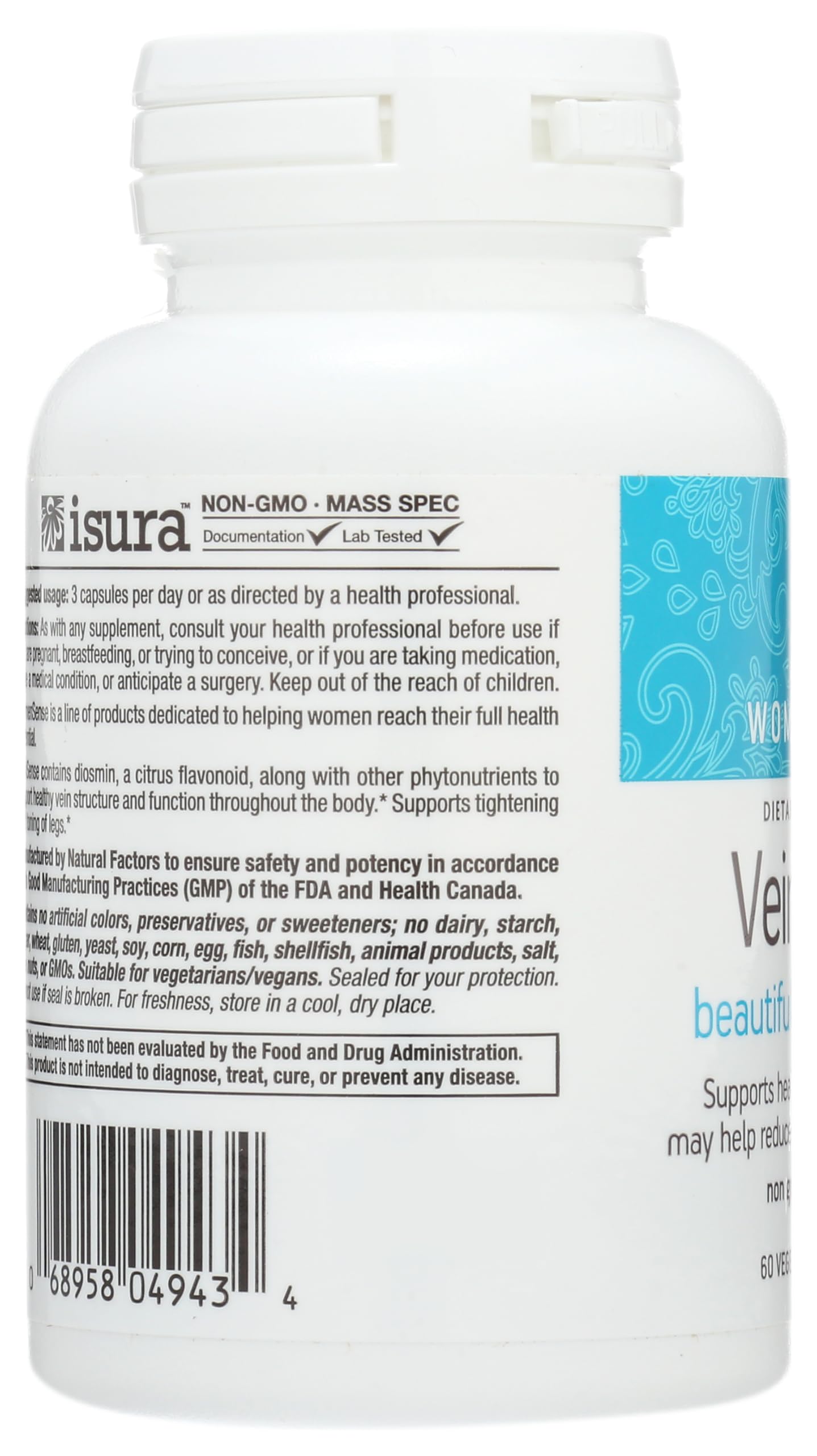 WomenSense VeinSense by Natural Factors, Beauty Supplement to Support Healthy Veins and Beautiful Legs, Vegan, Non-GMO, 60 capsules (20 servings)