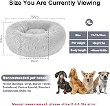 Nepfaivy Calming Donut Bed for Dogs Cats 27.5in XL Light Grey view 3