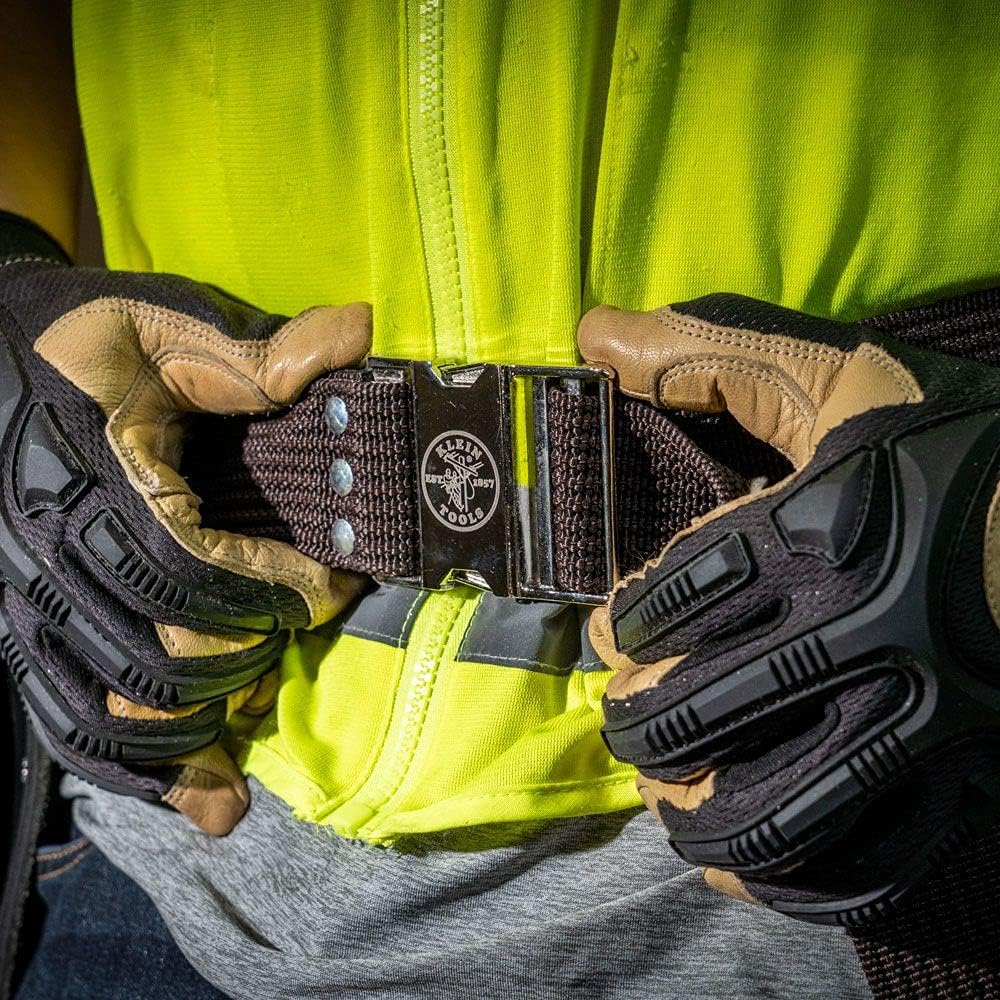 Klein Tools 5225 Tool Belt, Adjustable Electrician Belt is 2-Inch Wide, Adjusts for 48-Inch Waist - Tool Bag Belt - 