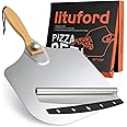 Lituford Master the Art of Pizza Making with Our Complete Pizza Oven Set and Accessories - Includes 12" x 14” Pizza Peel and Cutter with 14" Blade - Perfect for Indoor and Outdoor Cooking!