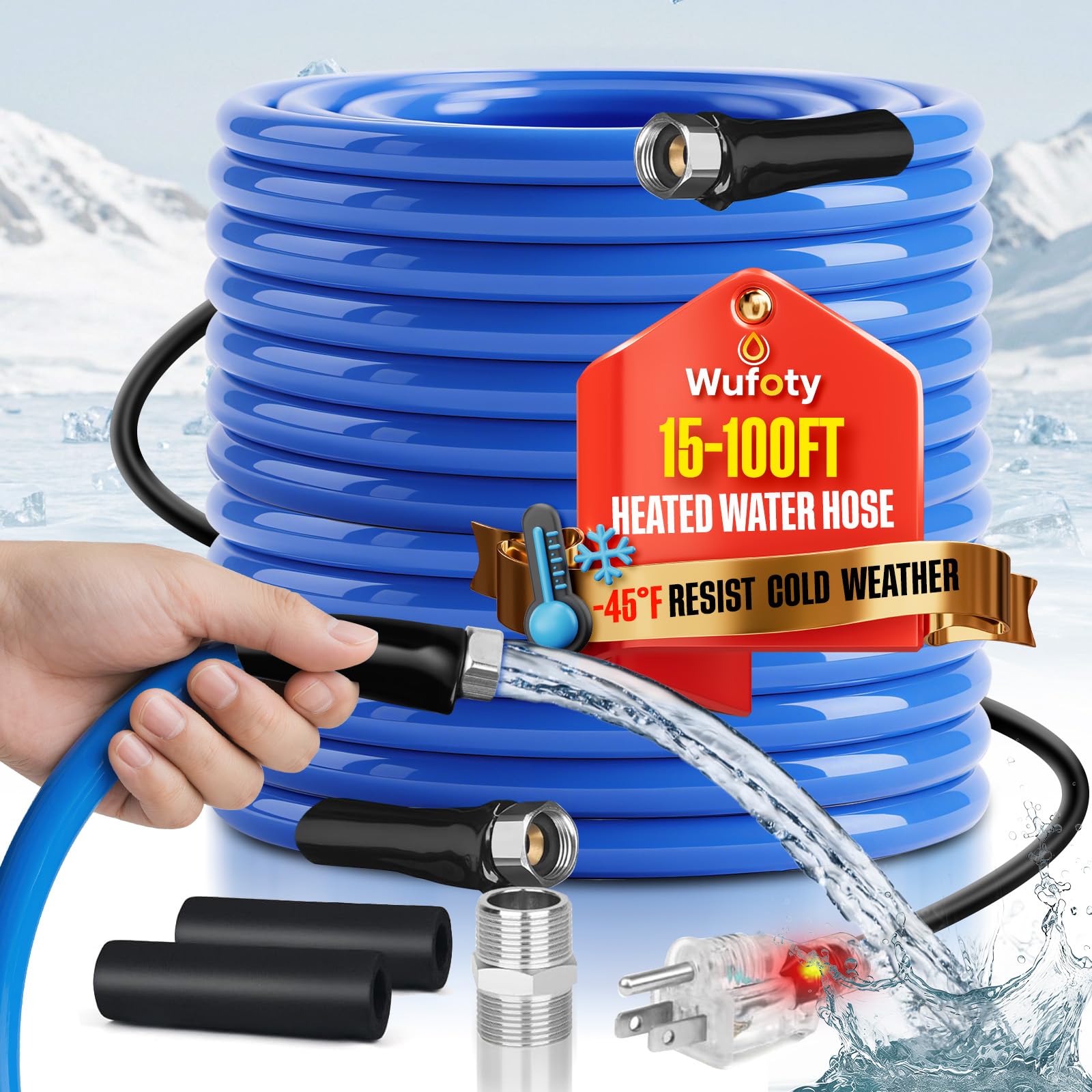Photo 1 of 25FT?15-100FT? Heated Water Hose for RV,Heated Drinking Water Hose,Anti-Freezing Temperature Down to -47°F, 1/2" Inner Diameter, Great Rv Accessories for Campers, Livestock, Agriculture