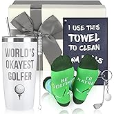 EOEFJW Golf Gifts For Men,Golfing Accessories Gifts For Golfer Lovers,Funny Golf Towel for Him,20 OZ Golfing Tumbler for Dad,Father,Boyfriend,Brother,Birthday Christmas Gift for Men