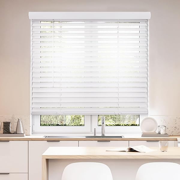 DEZ FURNISHINGS CORDLESS 2″ SMOOTH FAUX WOOD BLIND,...
