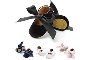 KIDSUN Infant Baby Girls Mary Jane Shoes Non-Slip Rubber Sole Ballet Slippers Princess Dress Wedding Shoes Newborn Crib Shoes First Walkers Shoes