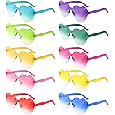 NACHLYNN 10 Pairs Heart Sunglasses Women Rimless Heart Shaped Sunglasses Candy Color Glasses for Costumes Cosplay (Gradient Multicolor)