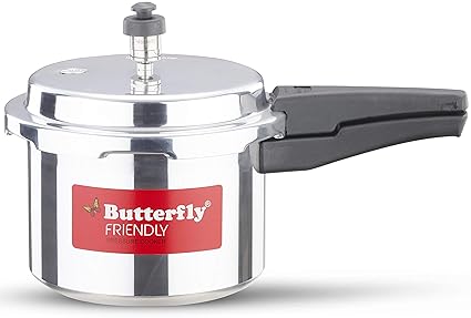Butterfly Friendly Aluminium Pressure Cooker, 3 litres, Silver