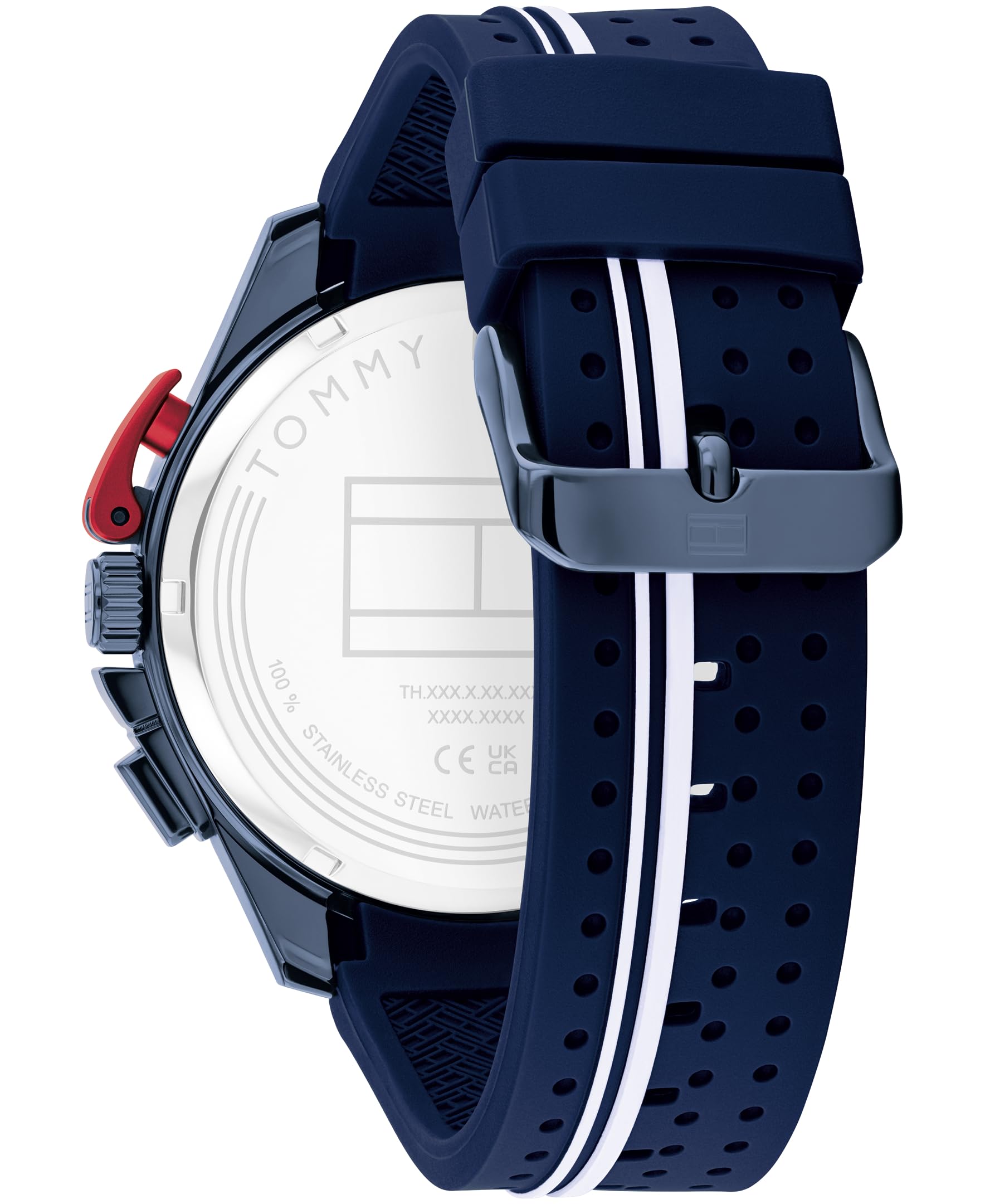 Tommy Hilfiger Men's Chronograph Watch - Racing-Inspired, Sporty Design - Silicone Strap - 5 ATM Water Resistance - Bold and Stylish Timepiece - Gift for Him - 46mm
