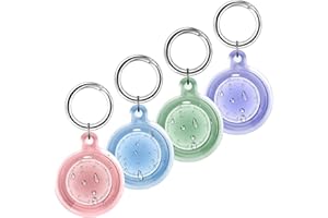 Foweroty 2|4 Pack IPX8 Waterproof Cute for Airtag Holder Case with Keychain, Anti-Scratch Full Body Protective for Air Tags Cover, GPS Item Finder Accessories for Luggages, Bags, Keys, Kids（4 Colors）