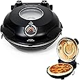 CULINARY CHEF Electric Pizza Oven with Ceramic Stone, Viewing Window, Adjustable Heat Control, Timer and 1200W Baking Power, DIY Homemade Pizzeria, Large 12” Pie Capacity (Black)