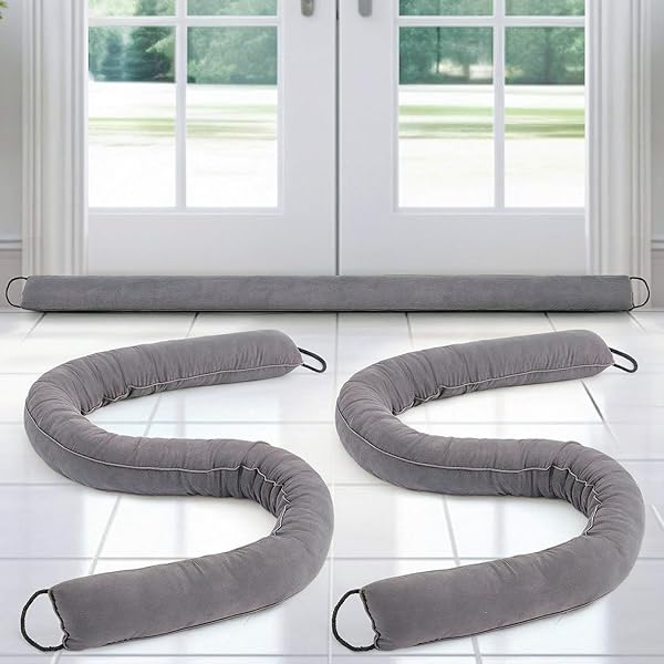 GISAFAI 2 PCS 72 INCH LONG DOOR DRAFT STOPPER UNDER DOOR DRAFT STOPPER NOISE WIND BLOCKER FOR HOME BALCONY OFFICE (GREY, REGULAR STYLES)