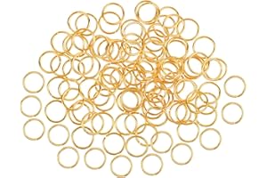 HUIHUIBAO 100 Pieces 10mm Small Open Jump Ring Metal Split Rings for Crafts Making Wind Chimes Costuming Ornaments (Gold)