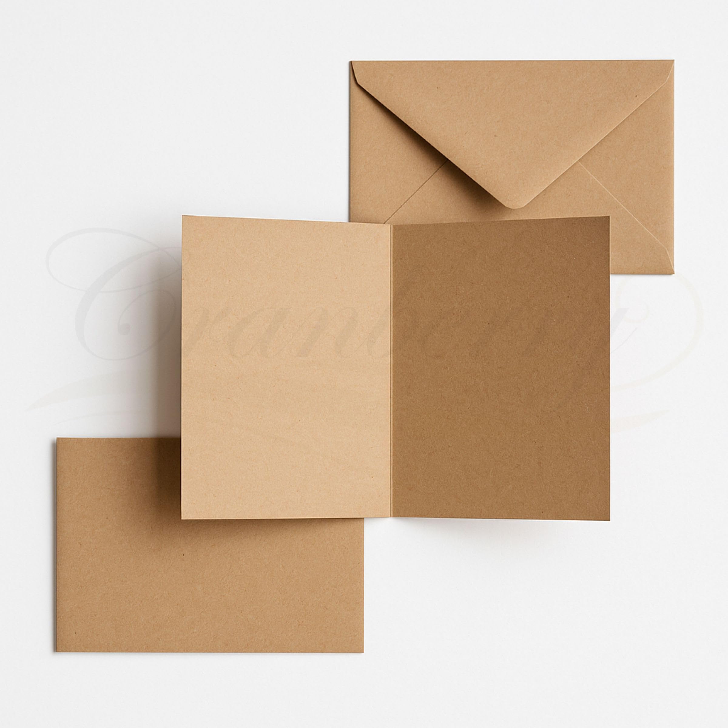 25 Pack - 5x7 ECO Kraft Card Making Set - Natural Brown Blank Cards with Matching 5x7 Inch Kraft Envelopes - for DIY Invitations, Cards and Stationery