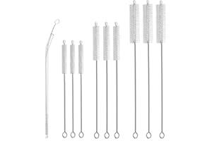 AIJMGUO 9Pack Extra Long Straw Brush, Straw Cleaning Brush,Nylon Pipe Straw Cleaner Brush,Mug Cleaning Brush, 12.4",7.8",5.5", 3 Different Length Brushes Set(9pack in Total)