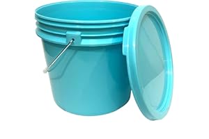LEE FISHER SPORTS Heavy Duty Detailing Bucket (3.5 Gal) and Bucket Lid (for Car Wash, Boat, Truck, RV, Fishing & More) (Aqua Blue)