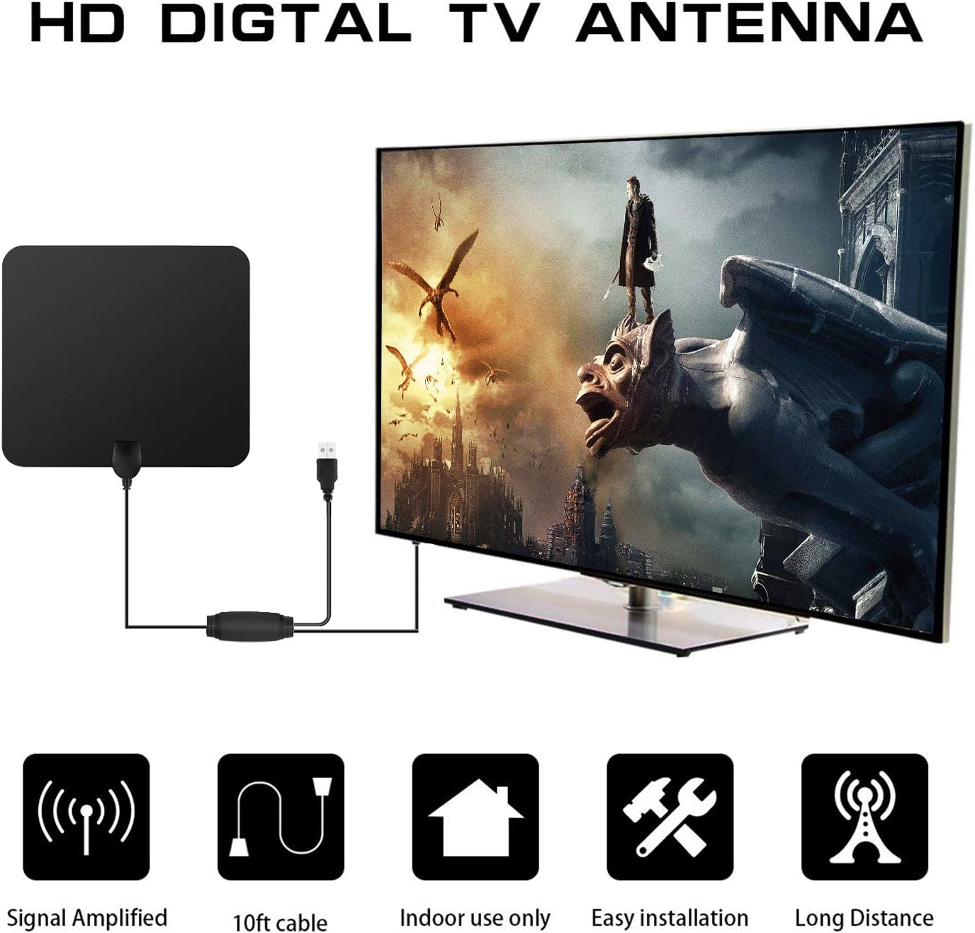 Antenne Tv Numerique Hd Interieure Avec Amplificateur De Signal Longue Portee De 128 7 Km Version Amelioree Amazon Fr High Tech